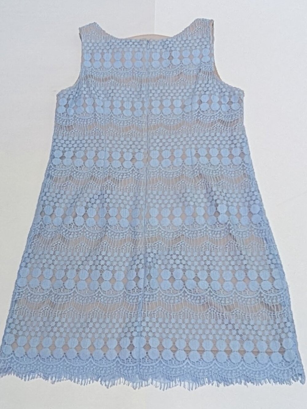 Jessica Howard Women's Blue Lace with Nude Lining Sheath Dress, Size 10 P - Picture 8 of 15